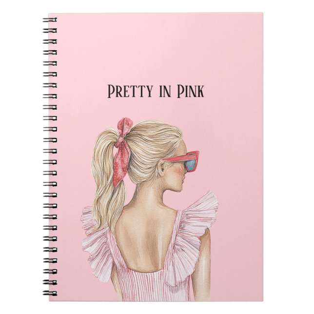 Söt i rosa blond tjej anteckningsbok (Framsidan)