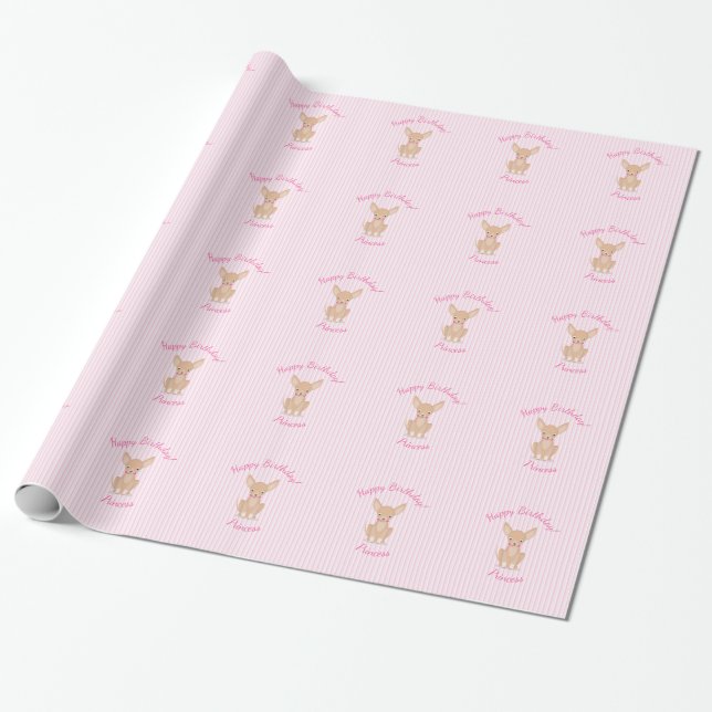 Söt i Rosa Chihuahua Presentpapper (Utrullad)