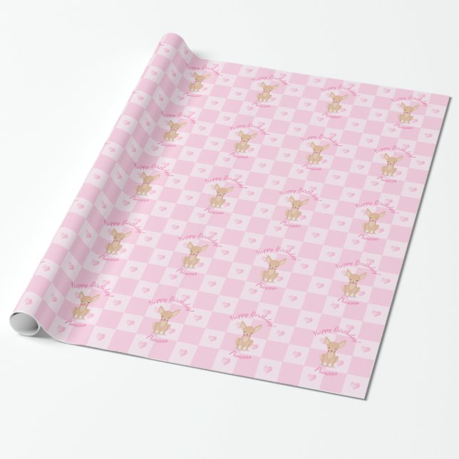 Söt i Rosa Chihuahua Presentpapper (Utrullad)