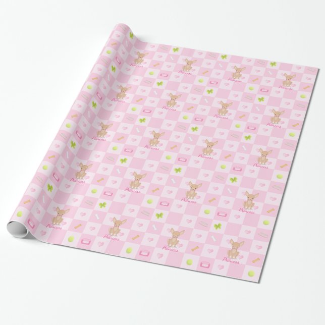 Söt i Rosa Chihuahua Presentpapper (Utrullad)