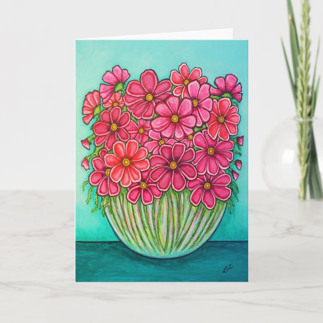 Söt i Rosa Cosmos Greeting Card av Lisa Lorenz Kort (Framsida)
