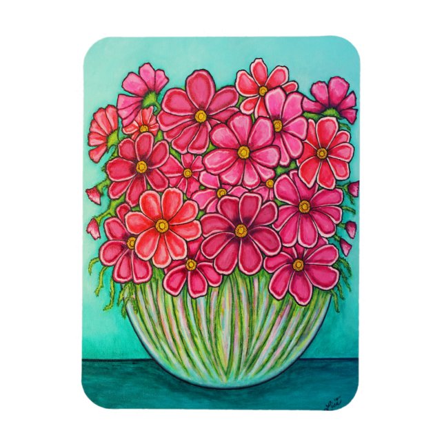 Söt i Rosa Cosmos Magnet av Lisa Lorenz (Vertikal)
