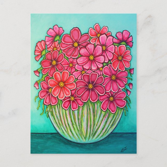 Söt i Rosa Cosmos Post card av Lisa Lorenz Vykort (Framsida)