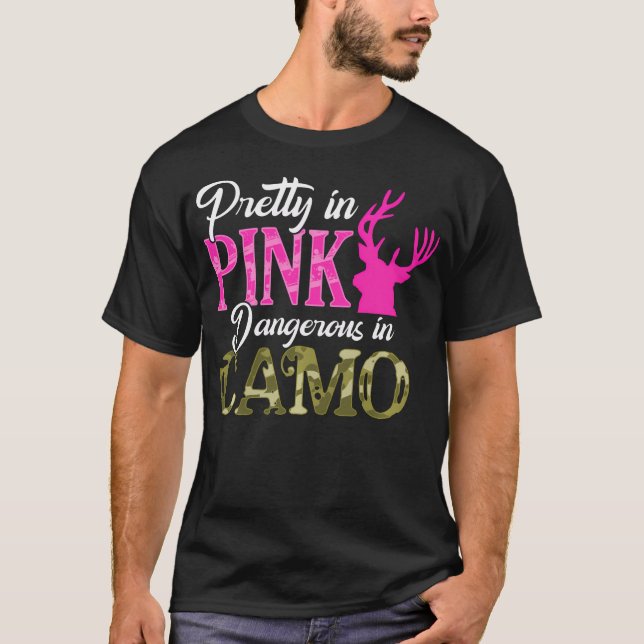 Söt i Rosa farlig i Camo Hunter Girl T Shirt (Framsida)