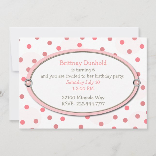 Söt i rosa flicka födelsedagsfest inbjudan (Framsida)