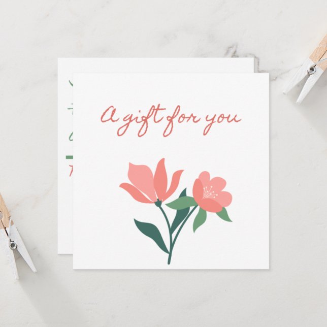 Söt i Rosa Flower Gift-certifikat Inbjudningar (Fram/Back In Situ)