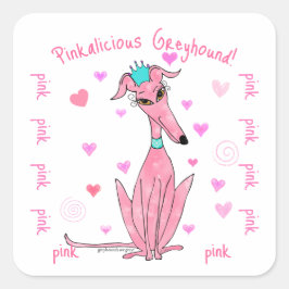 Söt i Rosa Greyhound Party-förmån Fyrkantigt Klistermärke