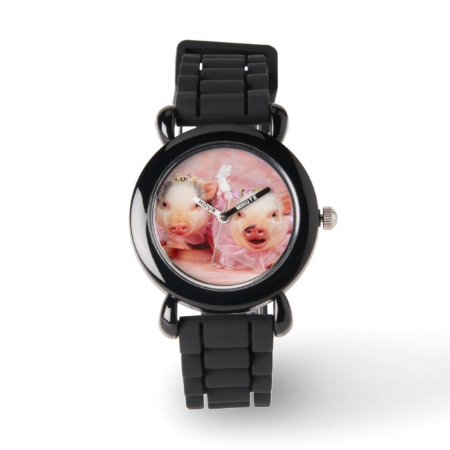 Söt i Rosa Grisar Kids Glitter Watch Armbandsur (Framsida)