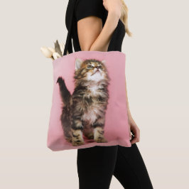 Söt i rosa kattunge tygkasse