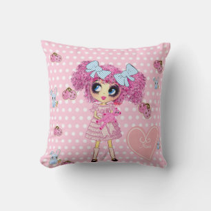 Söt i Rosa Kawaii Girl PinkyP Kudde