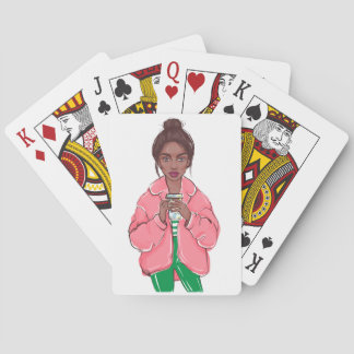 Söt i Rosa och Grönt Casinokort