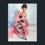 Söt i Rosa Pin Up Vykort<br><div class="desc">Vintagen sitter fast.</div>