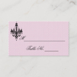 Söt i Rosa Polka dots med Black Chandelier Pl Placeringskort