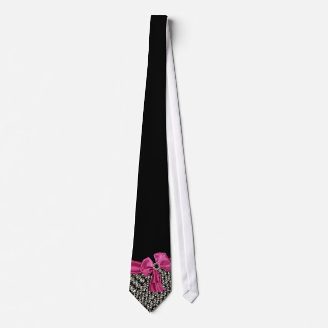 Söt i rosa rhinestone- & pilbågenackeTie Slips (Framsida)