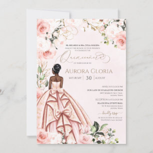 Söt i Rosa Ro Elegant Quinceanera Inbjudningar