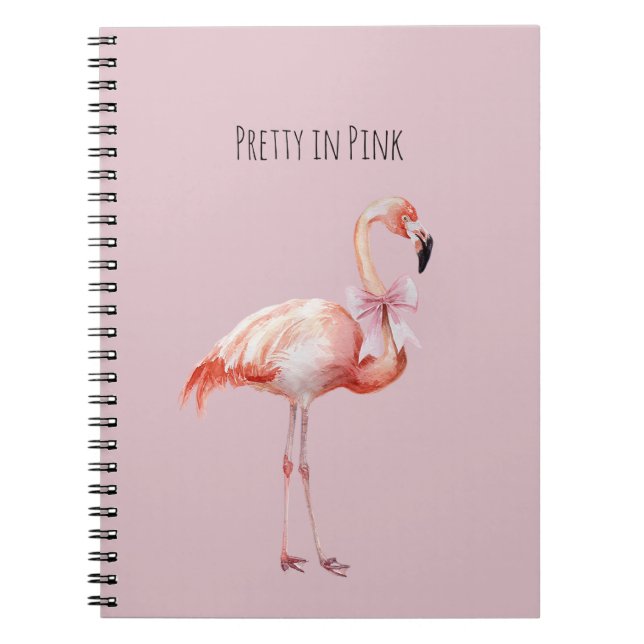 Söt i rosa rosett flamingo anteckningsbok (Framsidan)