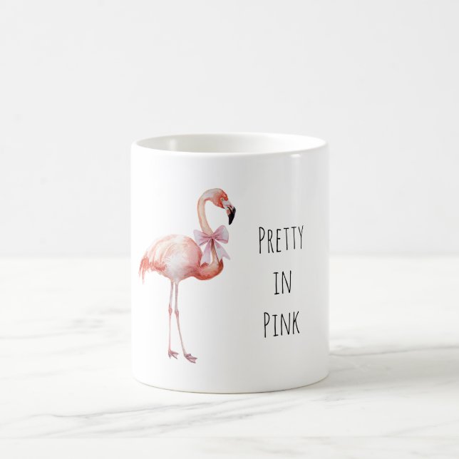 Söt i rosa rosett flamingo kaffemugg (Center)