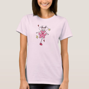Söt i rosa stick figurängelskjorta t-shirt