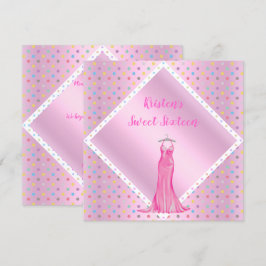 SÖT I ROSA SWEET SIXTEEN INVITATION SPOT vit Inbjudningar