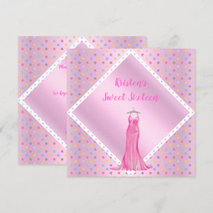 SÖT I ROSA SWEET SIXTEEN INVITATION SPOT vit Inbjudningar