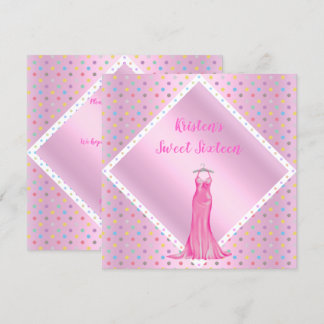 SÖT I ROSA SWEET SIXTEEN INVITATION SPOT vit Inbjudningar