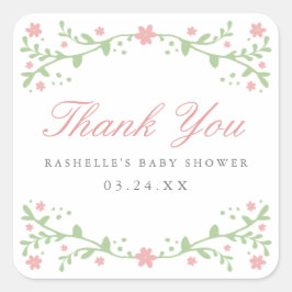 Söt i Rosa Tack Stickers Fyrkantigt Klistermärke