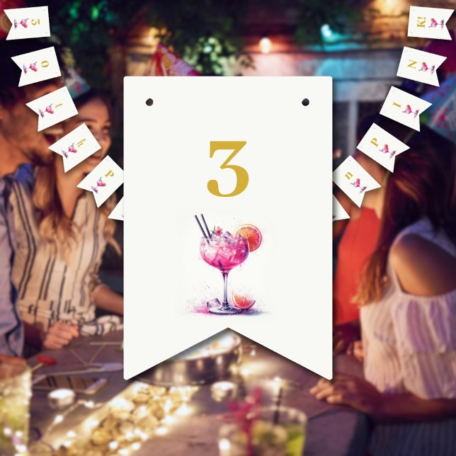 Söt i Rosa Theme Cocktail 30års födelsedag Vimplar (Skapare uppladdad)