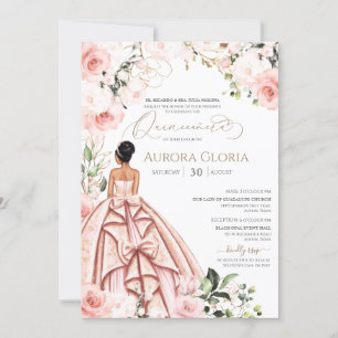 Söt i Rosa Vacker Gown Quinceanera Inbjudningar