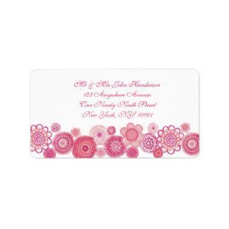 Söt i Rosa & White Blommigt Adress Sticker Adressetikett