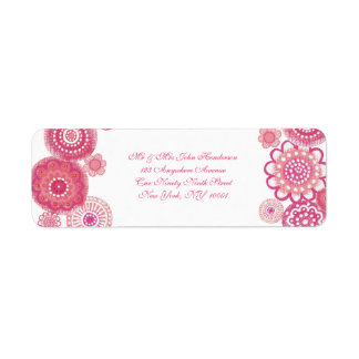 Söt i Rosa White Blommigt Small Adress Sticker Returadress Etikett