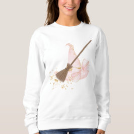 Söt i Rosa Witch Hat and Broom, Sweatshirt T Shirt
