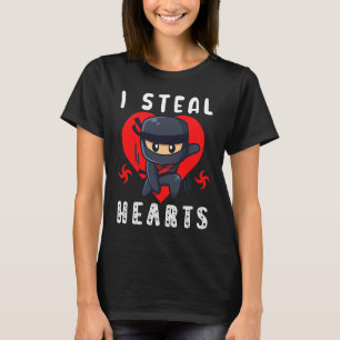 Söt I Steal Hearts Ninja Boys Valentines day-barn T Shirt