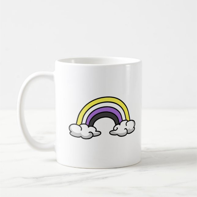 Söt Icke-binär Regnbåge Kaffemugg (Vänster)