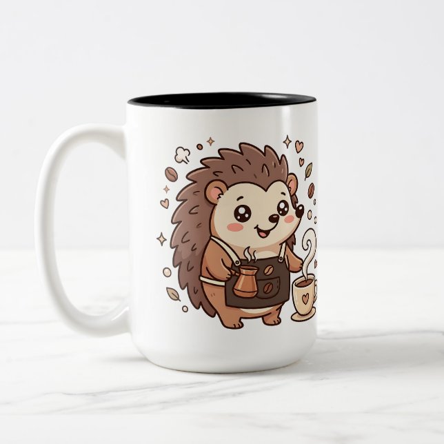 Söt Igelkott Barista Tvåtons Kaffe Mugg (Vänster)