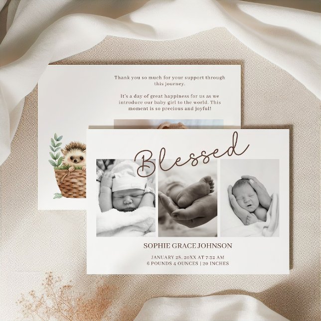 Söt Igelkott Blessed Baby Foto Tillkännagivande (Skapare uppladdad)