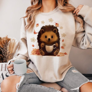 Söt Igelkott blommar , Igelkott Dricker Kaffe T Shirt