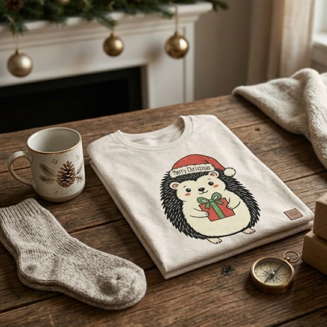 Söt Igelkott God Jul T Shirt (Skapare uppladdad)