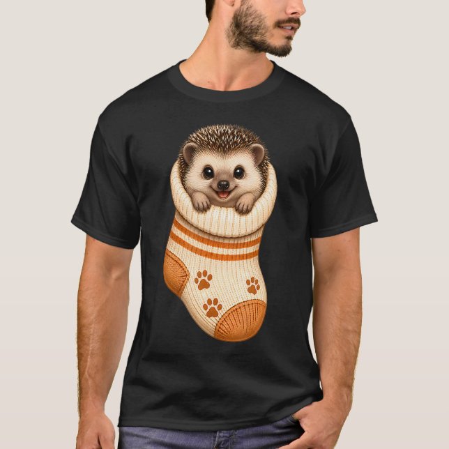 Söt Igelkott I Mysig Babysocka Hedgie Mamma T Shirt (Framsida)