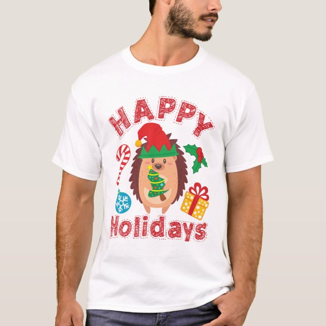 Söt Igelkott Jul Djur T Shirt (Framsida)