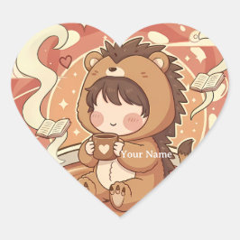 Söt Igelkott Kärlek Hjärtformad Klistermärke