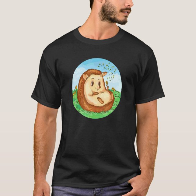 Söt Igelkott Maskros Prickig Igelkott T Shirt (Framsida)