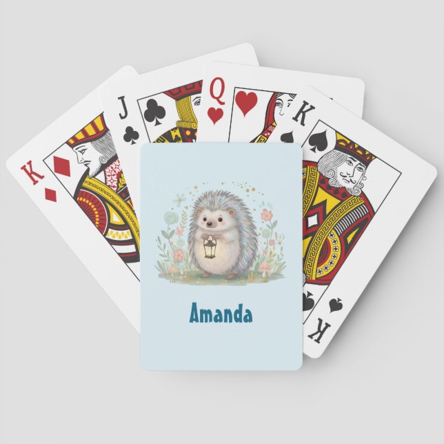 Söt Igelkott med Lykta Casinokort (Baksidan)
