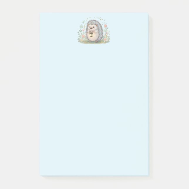 Söt Igelkott med Lykta Post-it Block (Framsida)