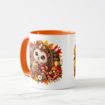 Söt Igelkott Mysig Höst Teacup Skog
