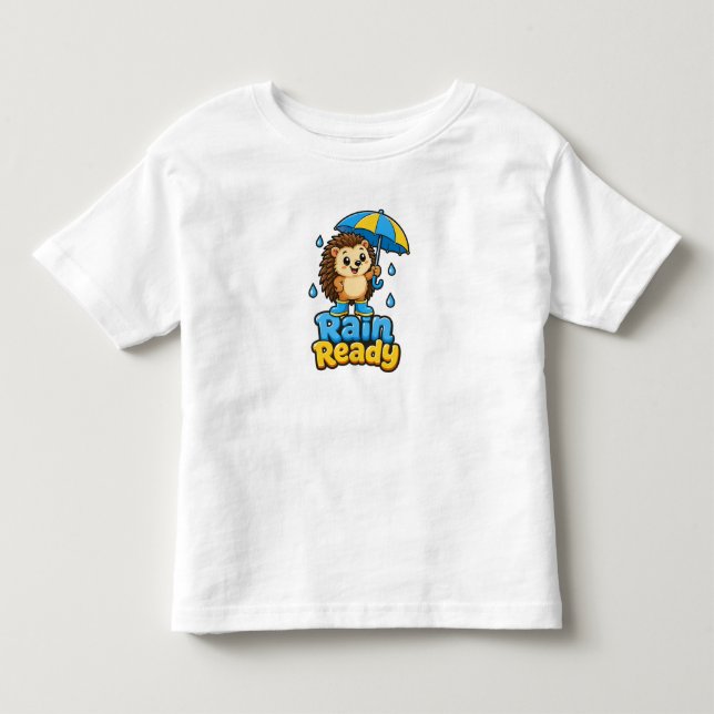 Söt Igelkott Regn Klar Barn T-Shirt (Framsida)