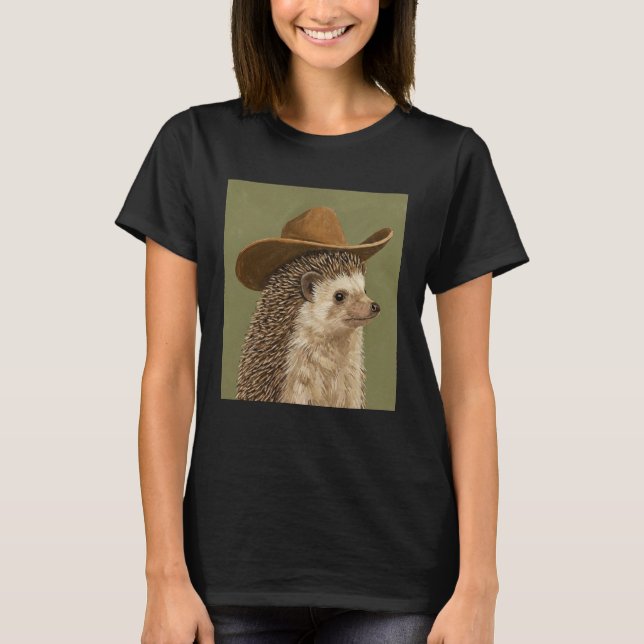 Söt Igelkott som Bär en Cowboyhatt T Shirt (Framsida)