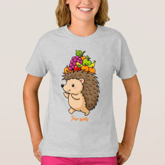 Söt Igelkott som Bär Färsk Frukt T Shirt