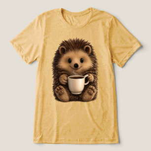 Söt Igelkott som Dricker Kaffe Kopp - Kawaii Djur T Shirt