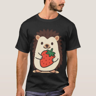 Söt Igelkott som Håller Jordgubbe T Shirt