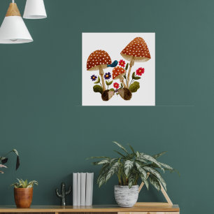 Söt Igelkottpar och Svamp Poster